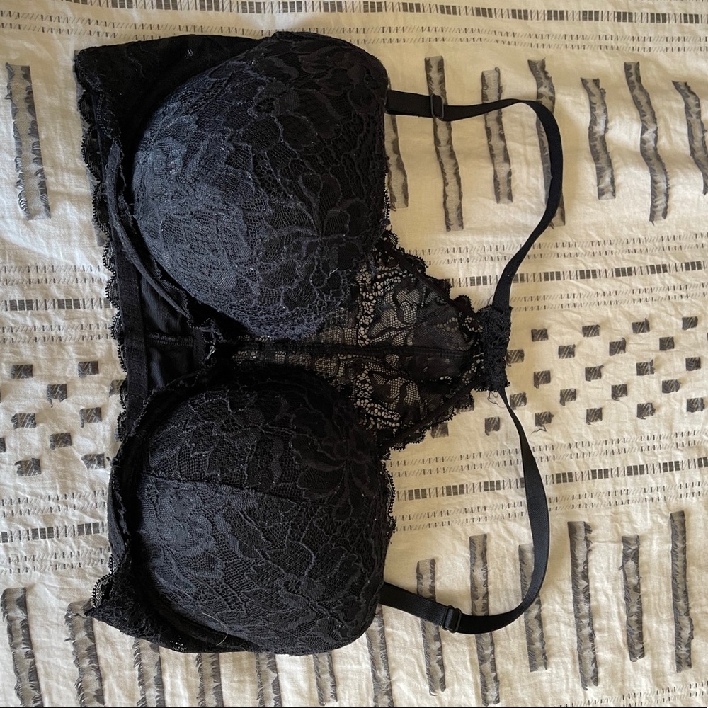 Black Lace bralette underwire front clip